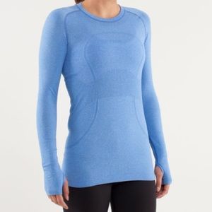 Lululemon Swiftly Tech Long Sleeve Crew *SW 2017 Seawheeze - Jet Stream / White